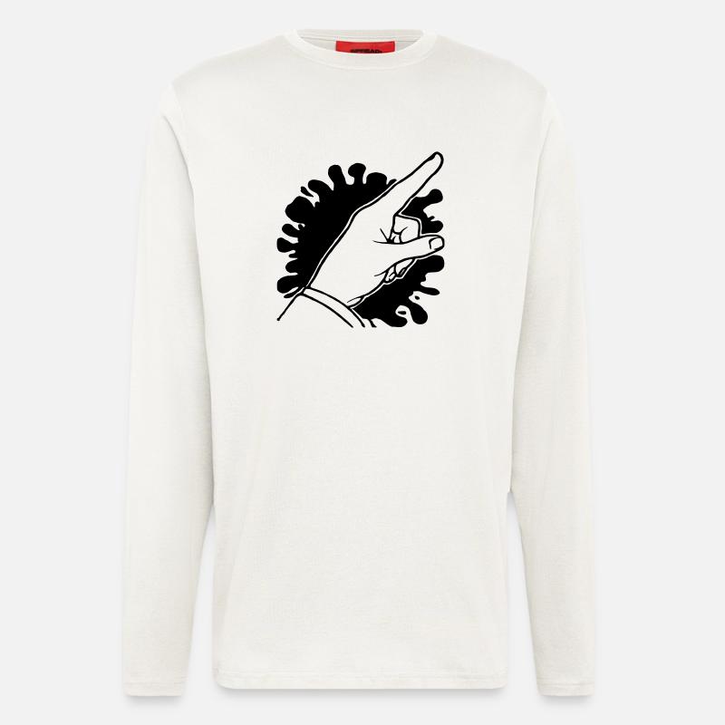 Finger avec Fleck - Manches longues bio décontracté fabriqué en UE - OFF WHITE