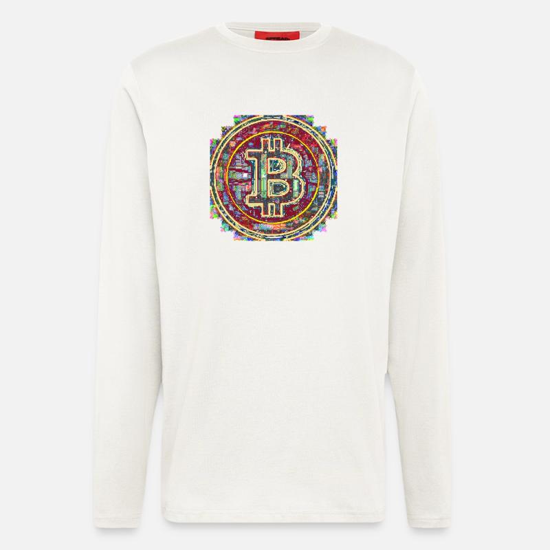 Bitcoin Symbol - Langarmshirt - made by SPREAD  - OFF WHITE