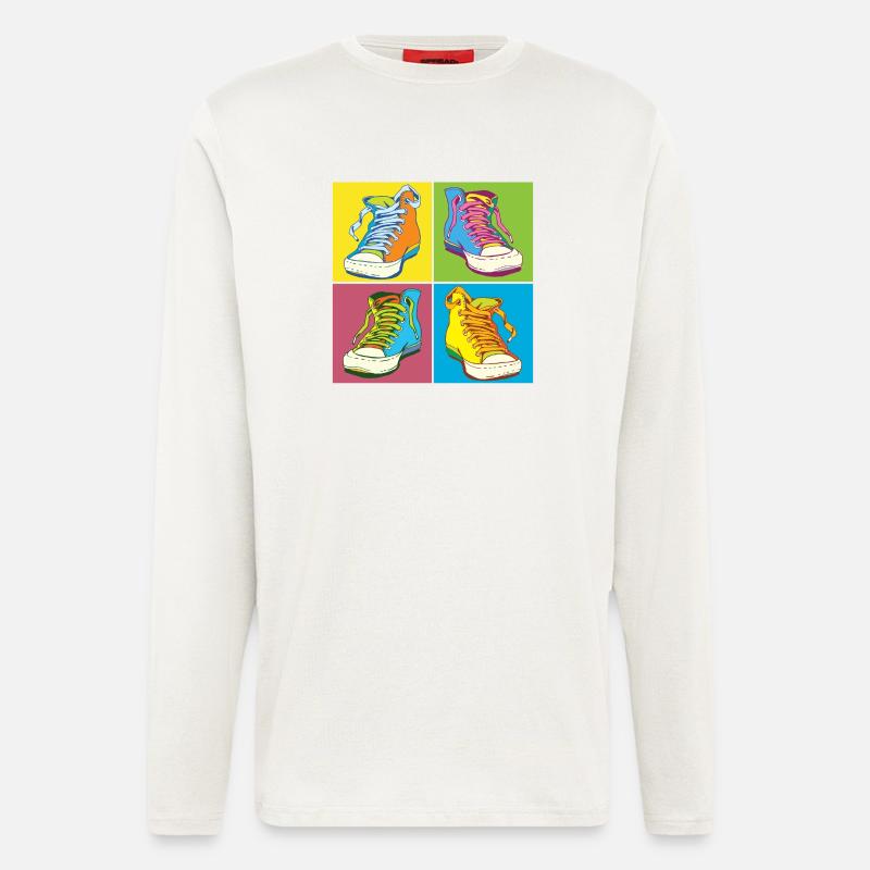 Andy Warhol Pop-Art Schuhe - Langarmshirt - made by SPREAD  - OFF WHITE