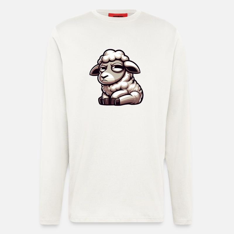 Skeptisches Schaf Comic Lustiger Stier - Langarmshirt - made by SPREAD - OFF WHITE