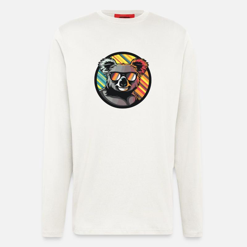 Koala Bande dessinée Cool - Manches longues bio décontracté fabriqué en UE - OFF WHITE