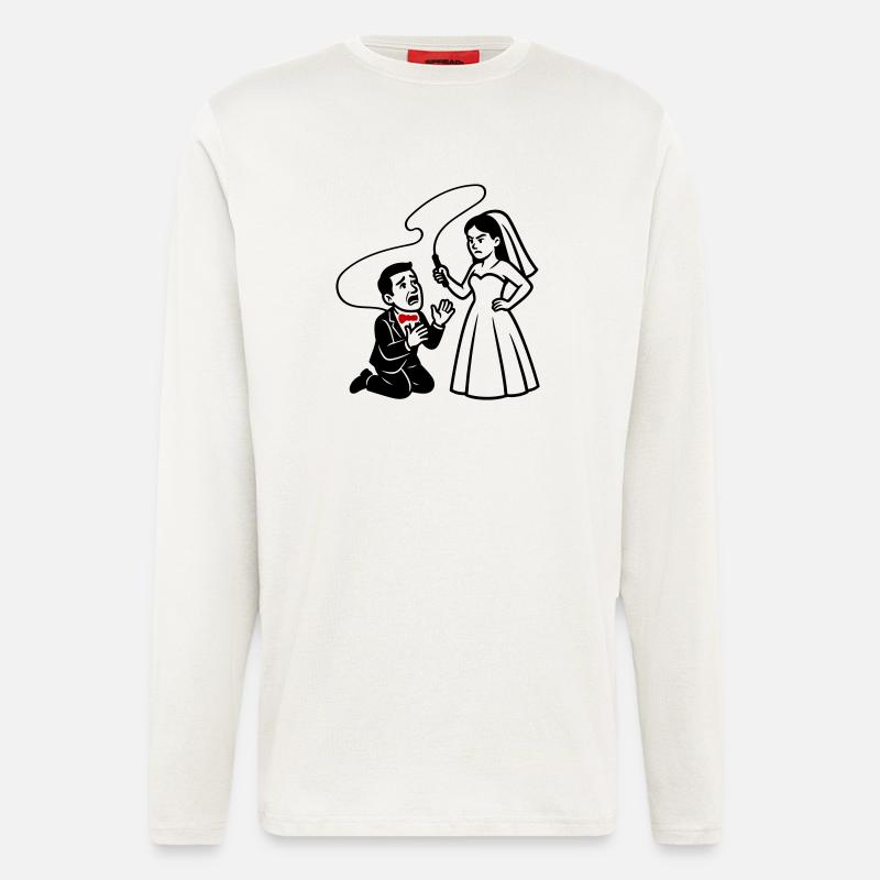 Ehepaar Hochzeit Peitsche - Langarmshirt - made by SPREAD  - OFF WHITE