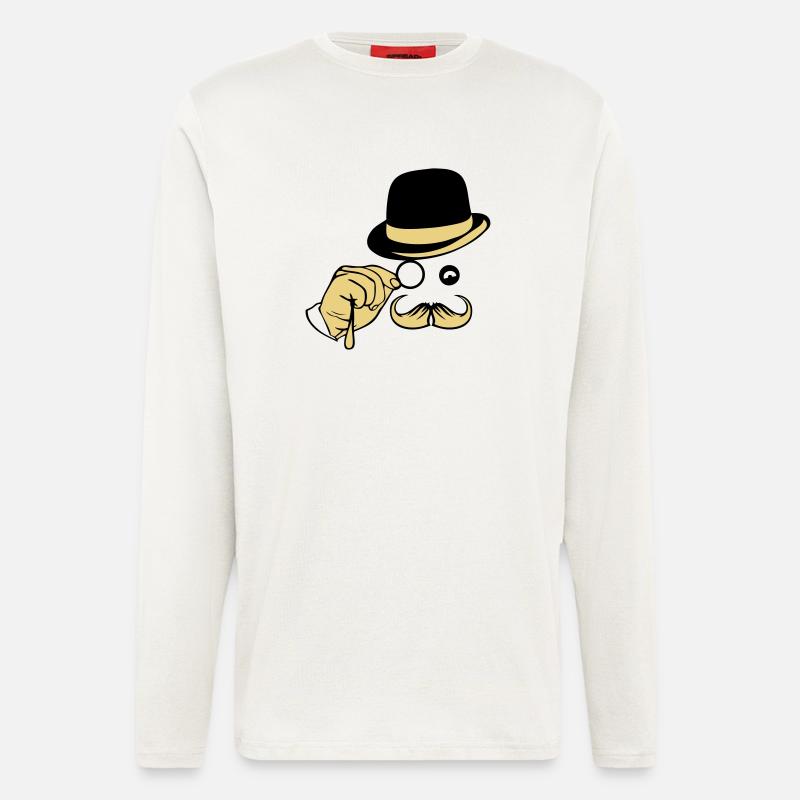 smiley hat monocle mustache melon - Longsleeve - made by SPREAD  - OFF WHITE