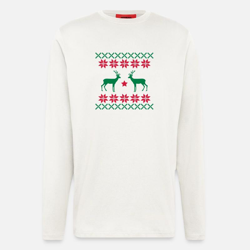 reh_norwegen_muster2 - Longsleeve - made by SPREAD  - OFF WHITE