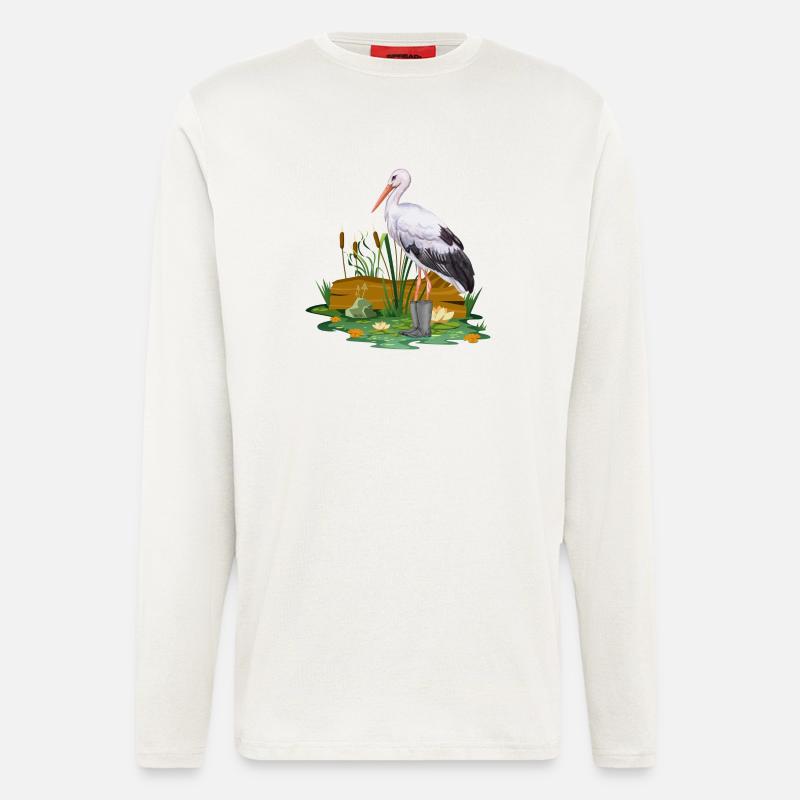 Storch in Gummistiefel - Langarmshirt - made by SPREAD - OFF WHITE