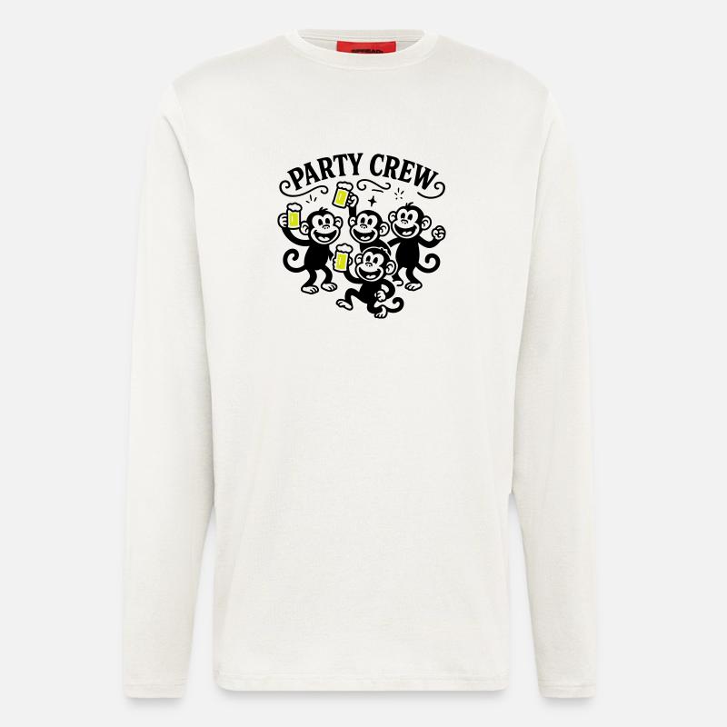 Party Crew Monkey Beer - Longsleeve - made by SPREAD  - OFF WHITE
