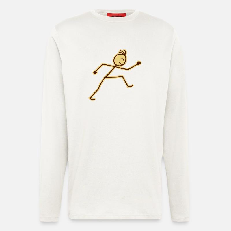 walking_stick_figure_2c - Longsleeve - made by SPREAD  - OFF WHITE