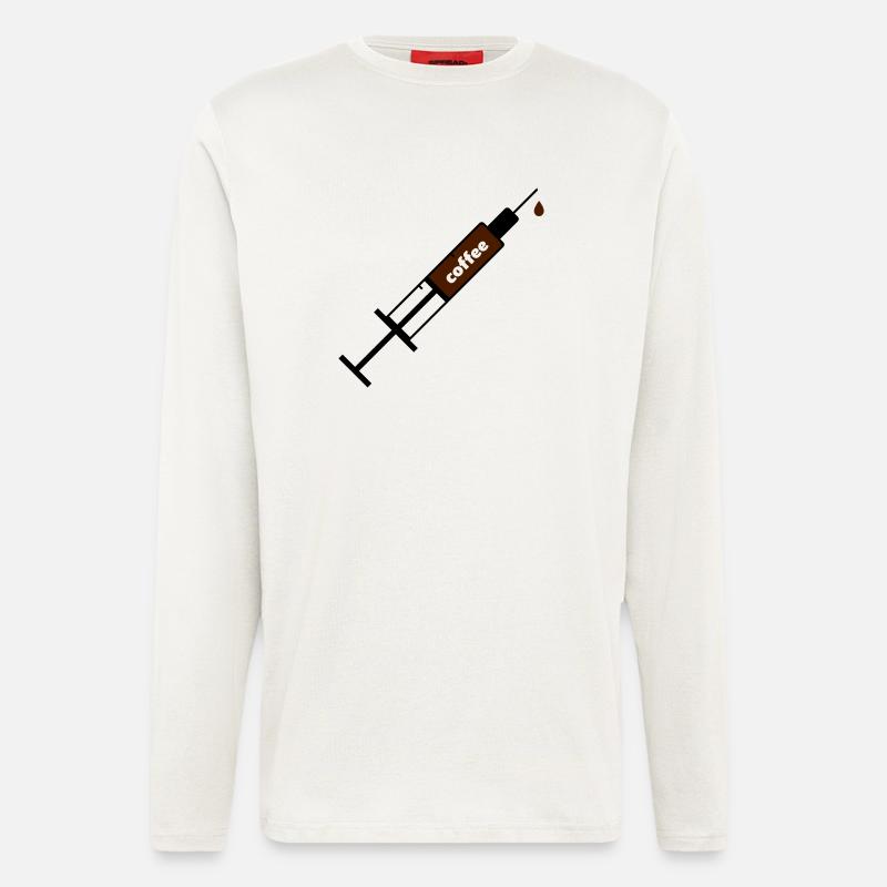 Kaffee Coffee Sucht Spritze - Langarmshirt - made by SPREAD  - OFF WHITE