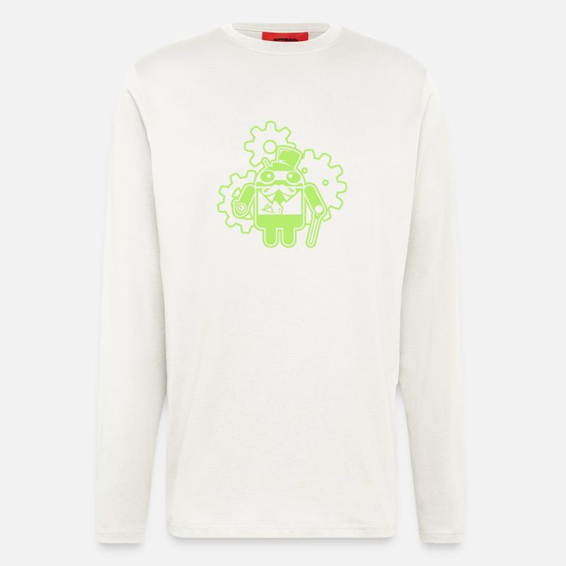 steampunkandroid_mono_light - Manches longues bio décontracté fabriqué en UE - OFF WHITE