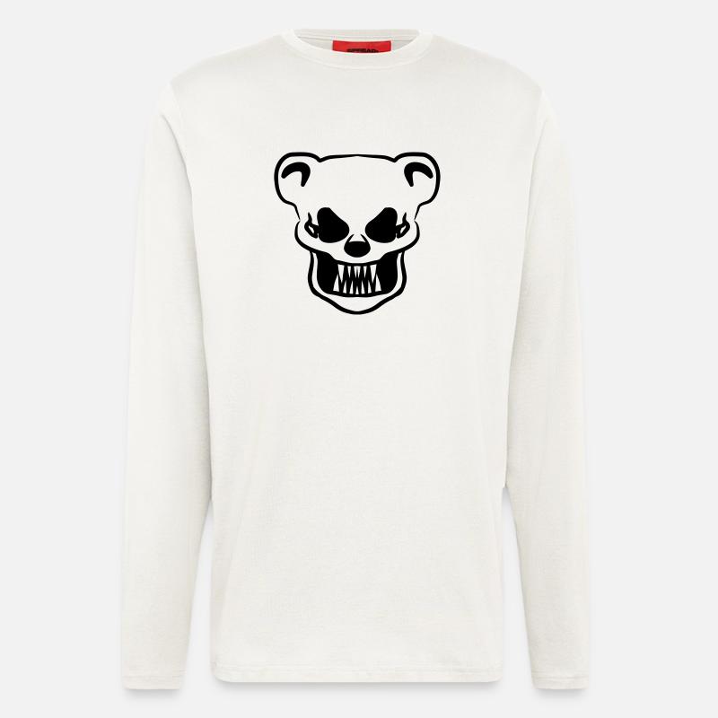 Teddybär Totenkopf horror - Langarmshirt - made by SPREAD  - OFF WHITE