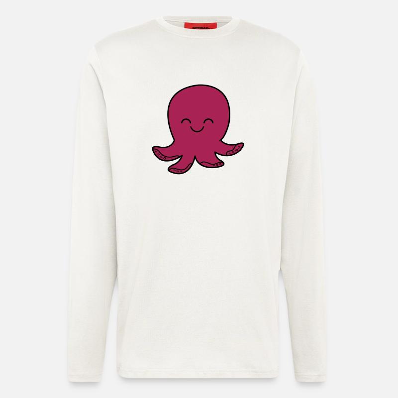 oktopus_002 - Manches longues bio décontracté fabriqué en UE - OFF WHITE