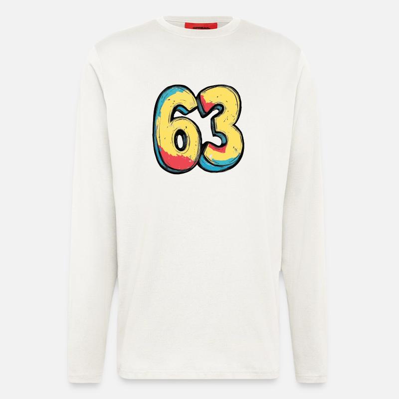 63 Zahl Comic - Langarmshirt - made by SPREAD  - OFF WHITE