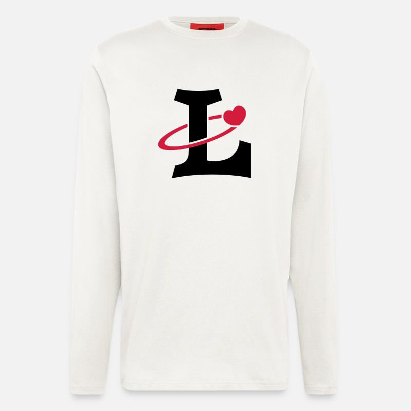 "L" coeur orbite - Manches longues bio décontracté fabriqué en UE - OFF WHITE