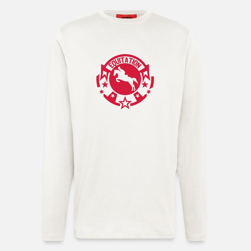 equitation tampon logo35 cavalier1 cheva - Manches longues bio décontracté fabriqué en UE - OFF WHITE