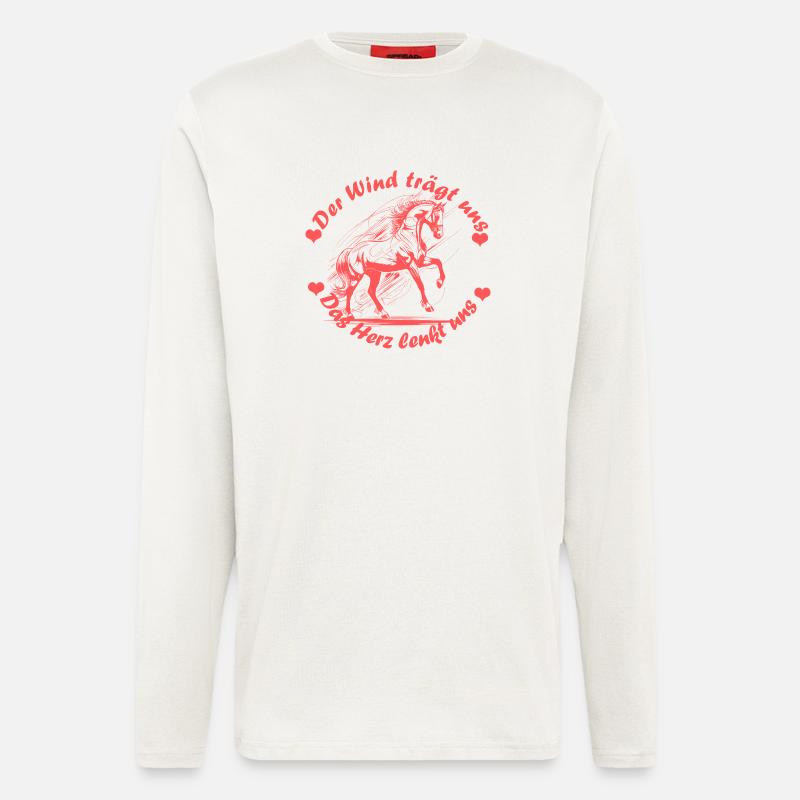Pferd Herz Wind rosa - Langarmshirt - made by SPREAD  - OFF WHITE