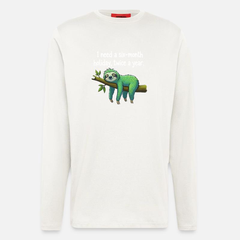 Faultier Urlaub - Langarmshirt - made by SPREAD  - OFF WHITE