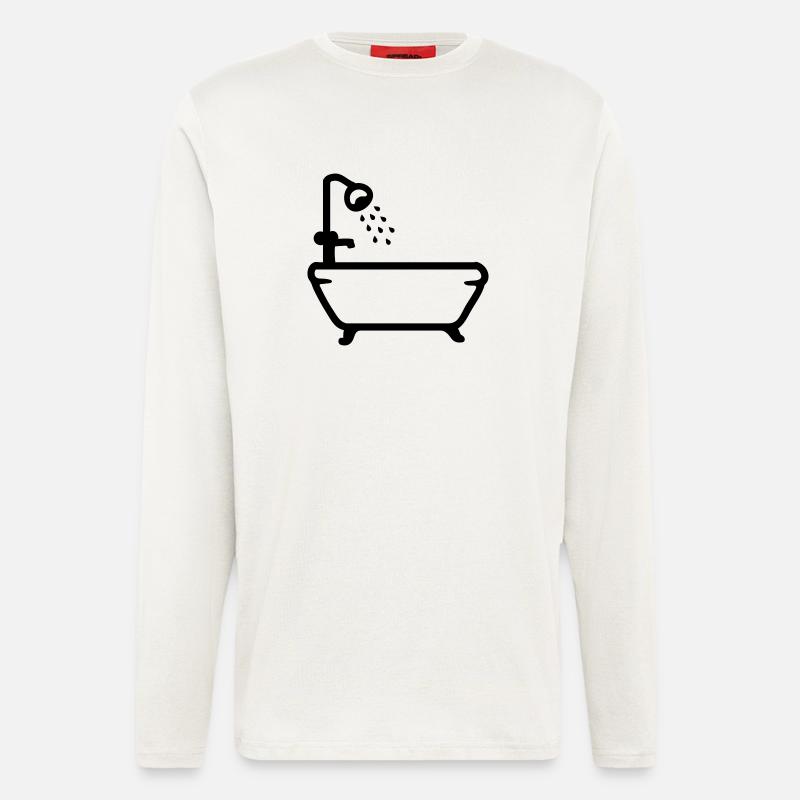 Badewanne - Dusche - Line - Langarmshirt - made by SPREAD  - OFF WHITE