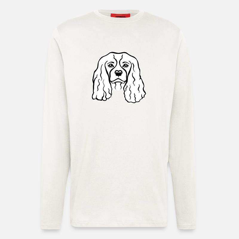 Cavalier King Charles - Manches longues bio décontracté fabriqué en UE - OFF WHITE