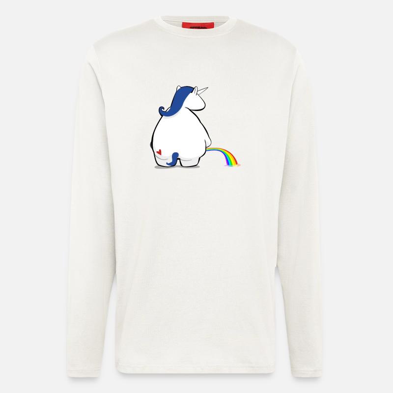 Regenbogen pinkelndes Einhorn - Langarmshirt - made by SPREAD  - OFF WHITE