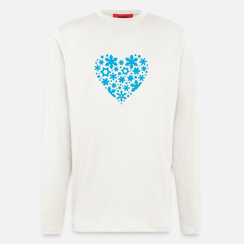 Schneeflocken Sterne Herz - Langarmshirt - made by SPREAD  - OFF WHITE