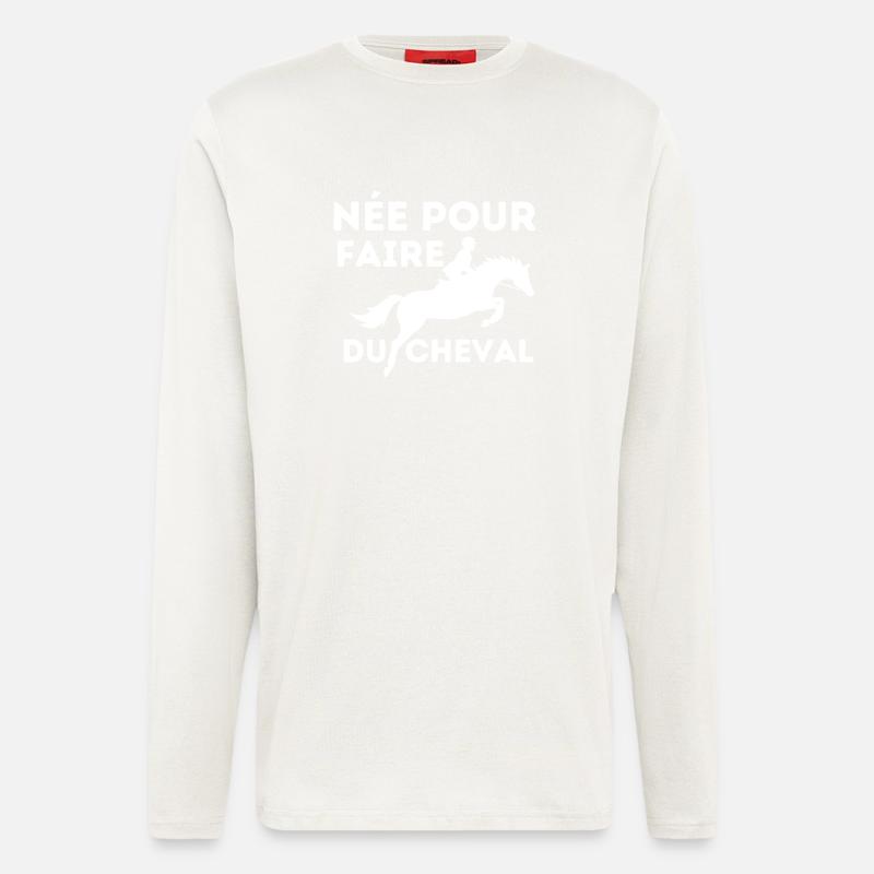 Femme sur un cheval - Manches longues bio décontracté fabriqué en UE - OFF WHITE