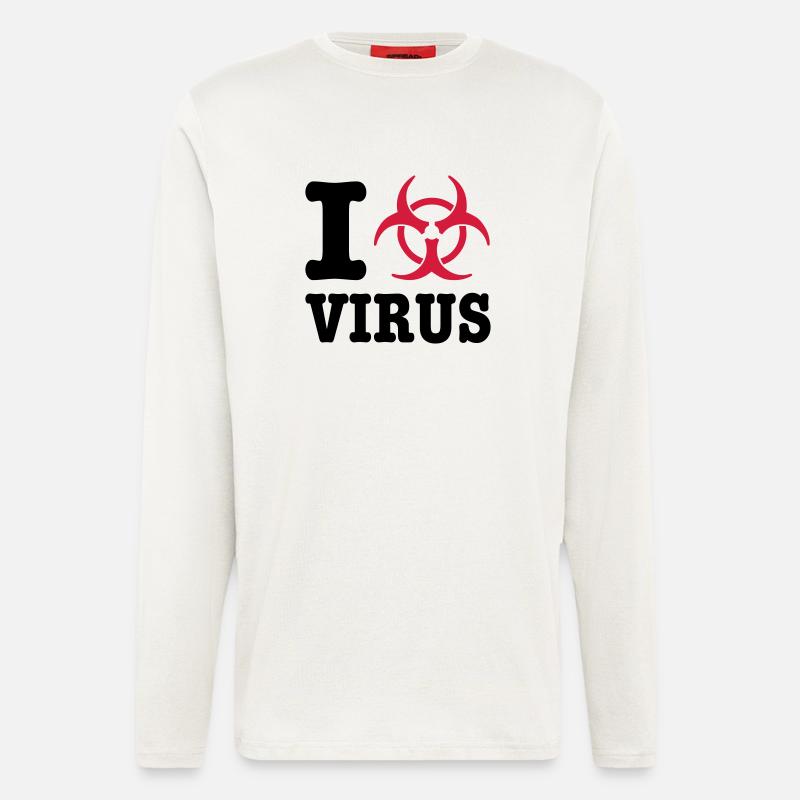 I Love Virus - Manches longues bio décontracté fabriqué en UE - OFF WHITE