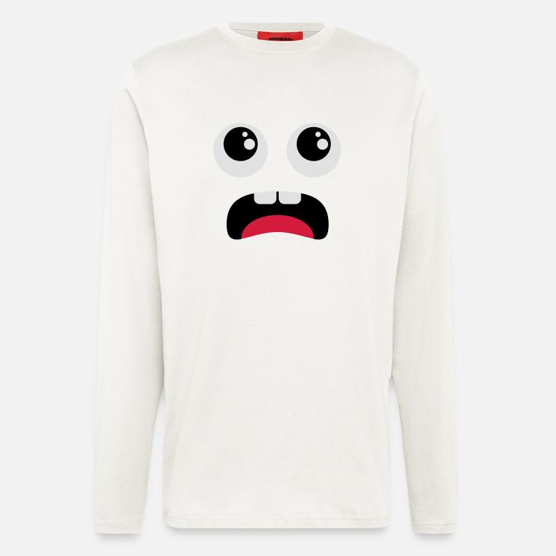 Erschrockenes Gesicht - Comic - Langarmshirt - made by SPREAD  - OFF WHITE