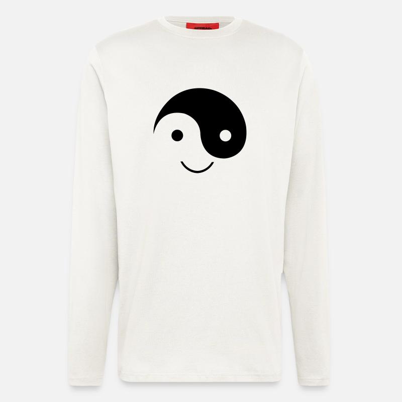 ying_yang_smiley_1 - Langarmshirt - made by SPREAD  - OFF WHITE