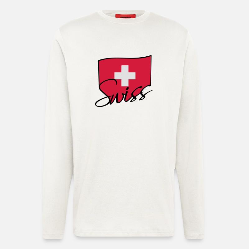 Swiss Flag Logo - Langarmshirt - made by SPREAD  - OFF WHITE