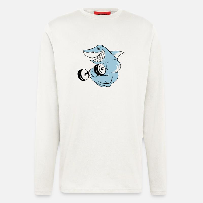 shark_bodybuilder - Langarmshirt - made by SPREAD  - OFF WHITE