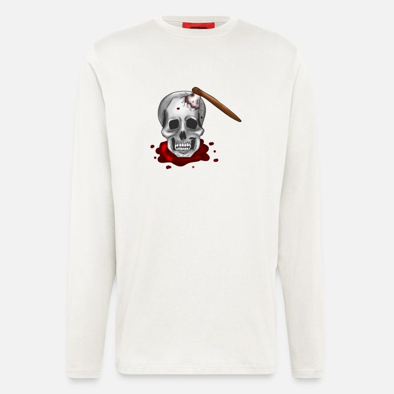 Totenkopf mit Axt - Langarmshirt - made by SPREAD  - OFF WHITE