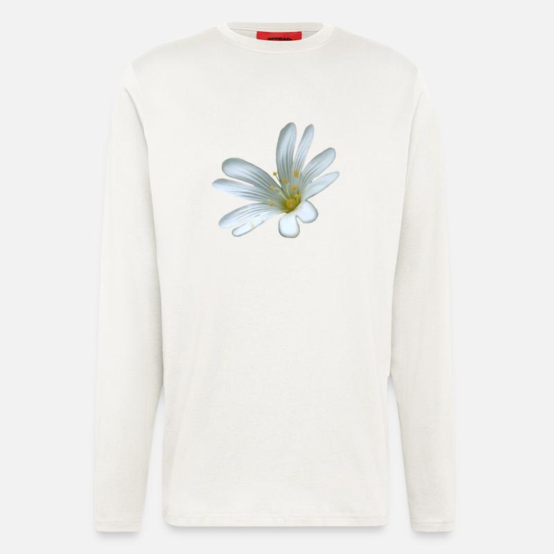 weiße Blume Sternmiere - Langarmshirt - made by SPREAD  - OFF WHITE