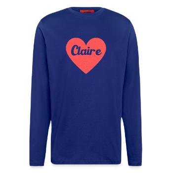 Claire Nom Coeur Rouge Amour Fan Rétro - Manches longues bio décontracté fabriqué en UE - OFF WHITE - Devant