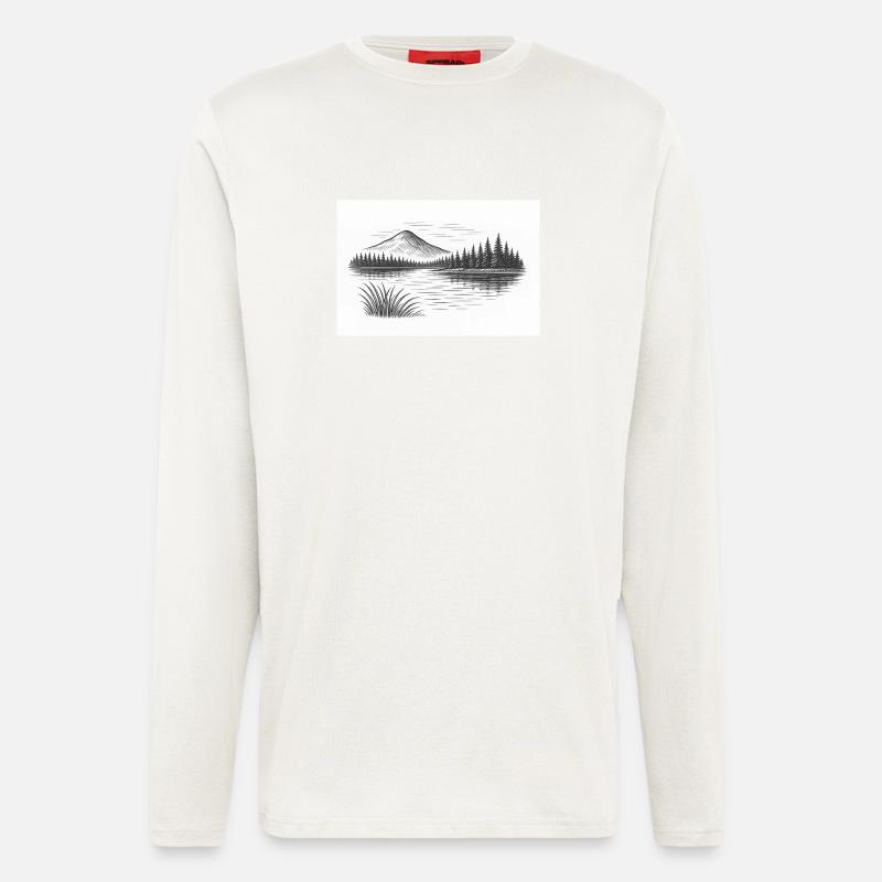 Bergpanorama hinter See - Langarmshirt - made by SPREAD - OFF WHITE