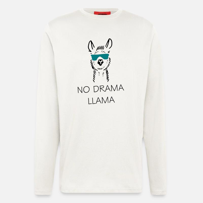 No drama llama idée de cadeau - Manches longues bio décontracté fabriqué en UE - OFF WHITE
