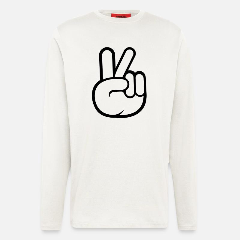 Peace Zeichen Hand Frieden Cool - Langarmshirt - made by SPREAD  - OFF WHITE