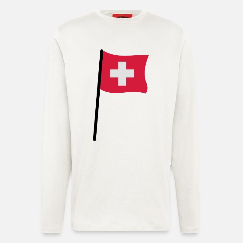 Schweizer Flagge - Langarmshirt - made by SPREAD  - OFF WHITE