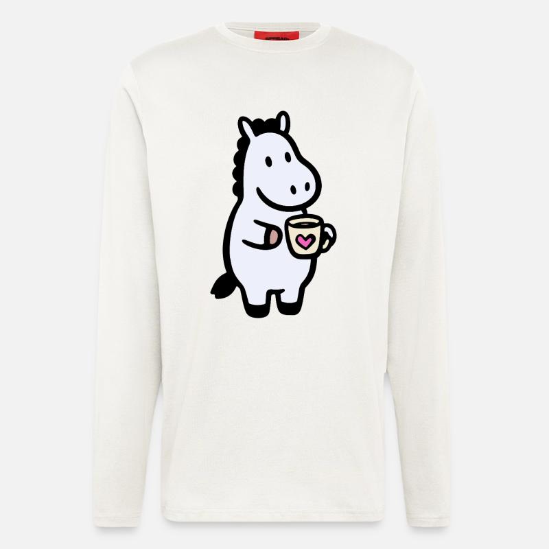 HerzHippo Kaffee Begleiter - Langarmshirt - made by SPREAD  - OFF WHITE