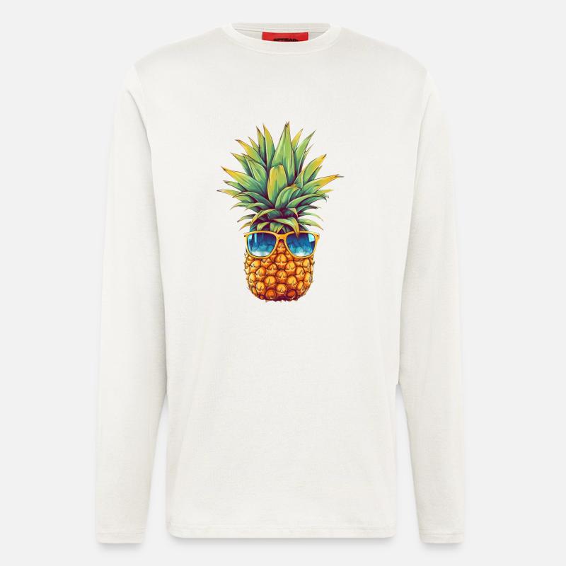 Pineapple with sunglasses: summer coolness - Longsleeve - made by SPREAD - OFF WHITE