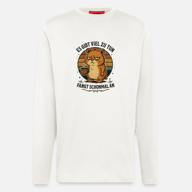 Lustiger Hamster Kaffee schlechte Laune - Langarmshirt - made by SPREAD  - OFF WHITE