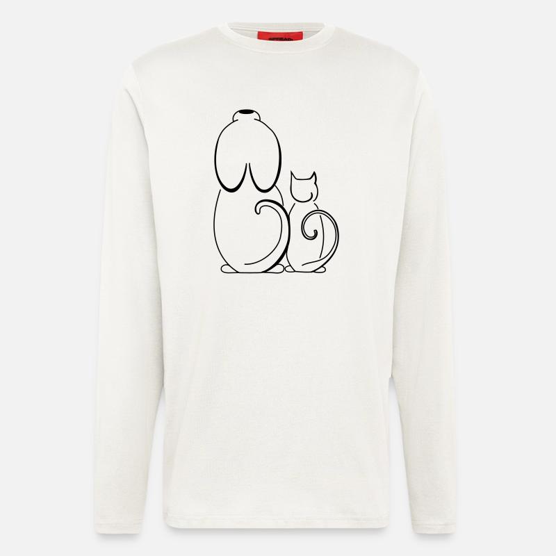 Cat and Dog - Langarmshirt - made by SPREAD  - OFF WHITE