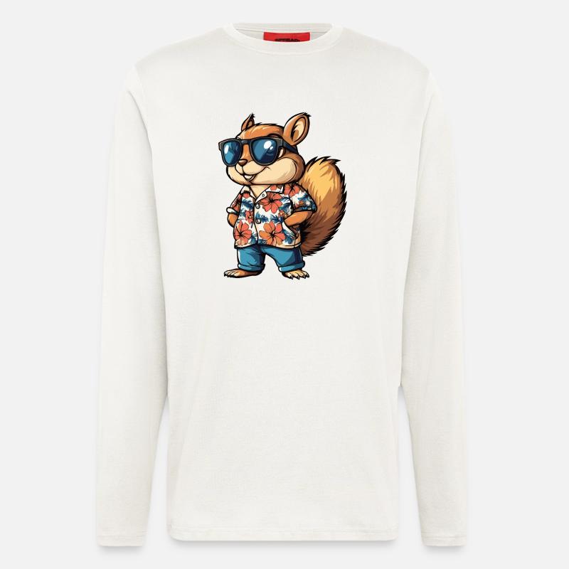 Eichhörnchen Comic Cool Sommer - Langarmshirt - made by SPREAD  - OFF WHITE