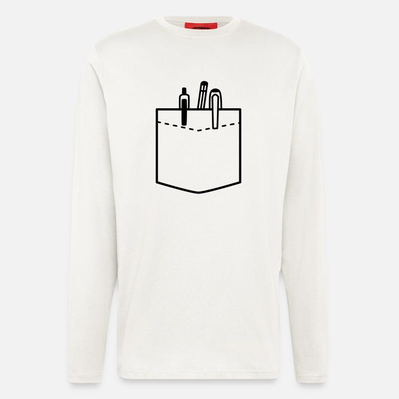 Stifte in Brusttasche - Langarmshirt - made by SPREAD - OFF WHITE