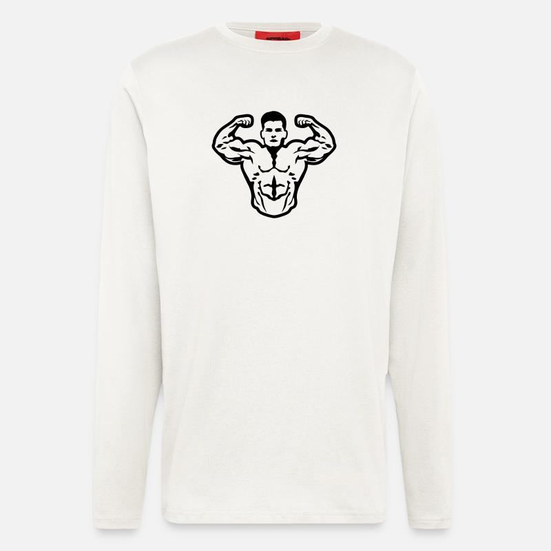 Bodybuilder muscle pose biceps - Longsleeve - made by SPREAD  - OFF WHITE