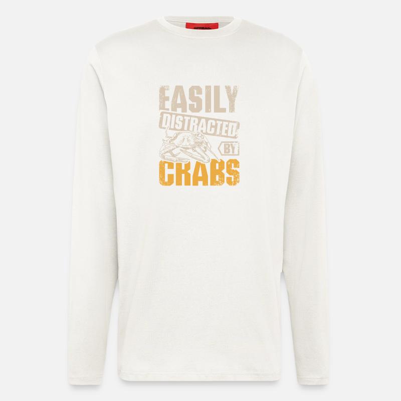 Facilement distrait par les crabes - Manches longues bio décontracté fabriqué en UE - OFF WHITE