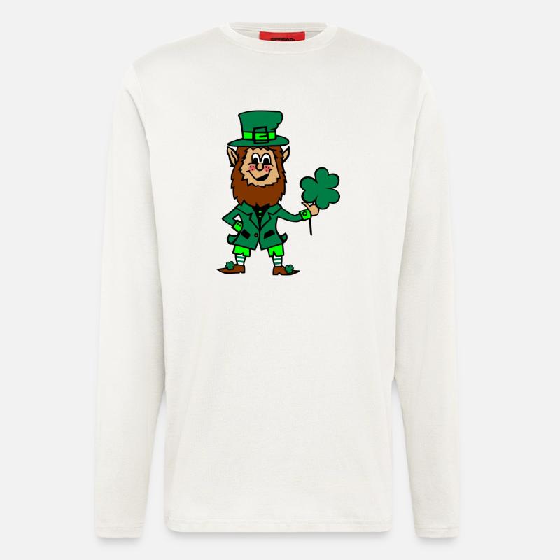 Irish Leprechaun - Manches longues bio décontracté fabriqué en UE - OFF WHITE