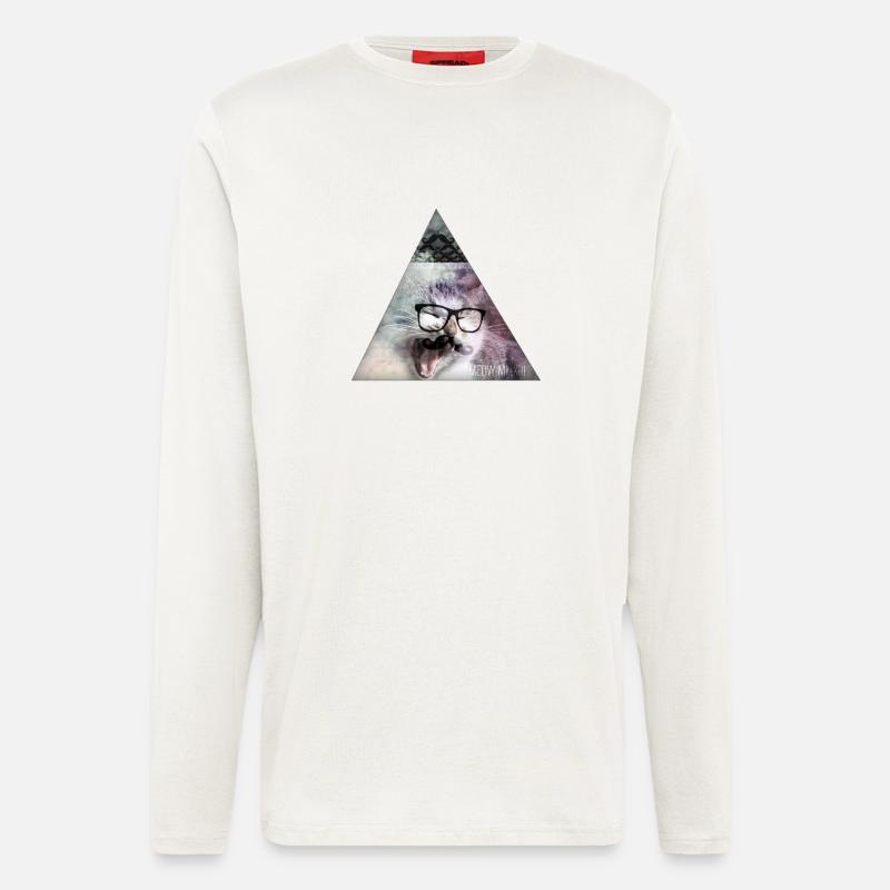 Triangle Monster Moustache Cat - Langarmshirt - made by SPREAD  - OFF WHITE
