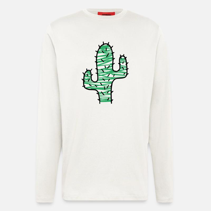 Cactus très épineux - Manches longues bio décontracté fabriqué en UE - OFF WHITE