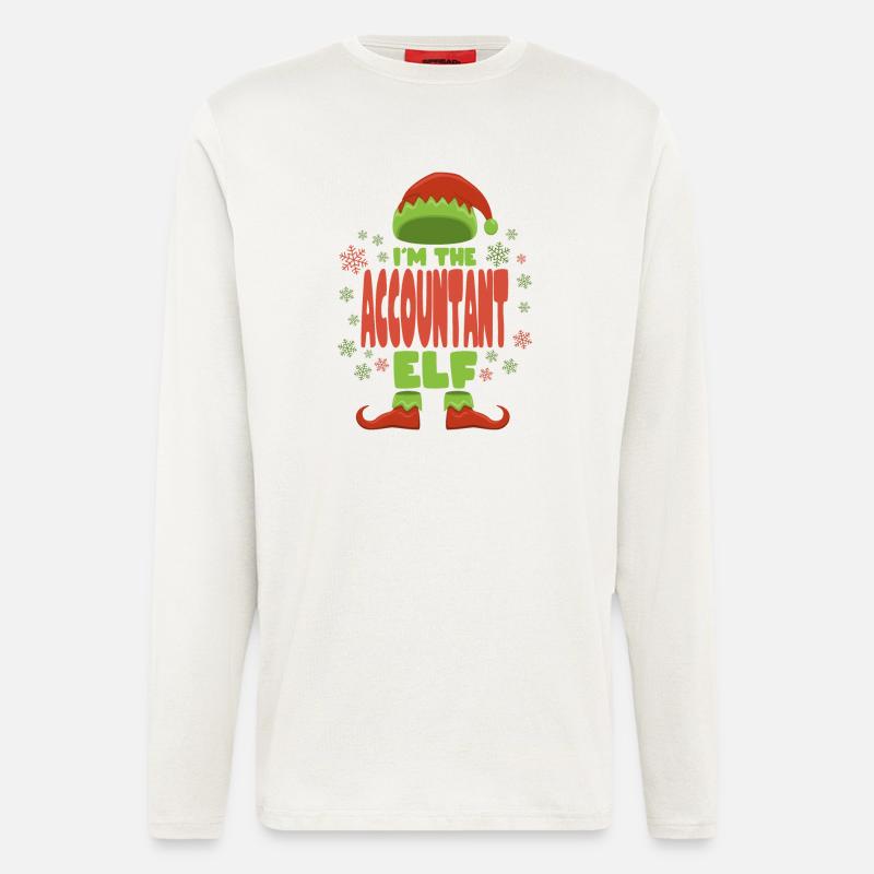 Comptable Elfe de Noël - Manches longues bio décontracté fabriqué en UE - OFF WHITE