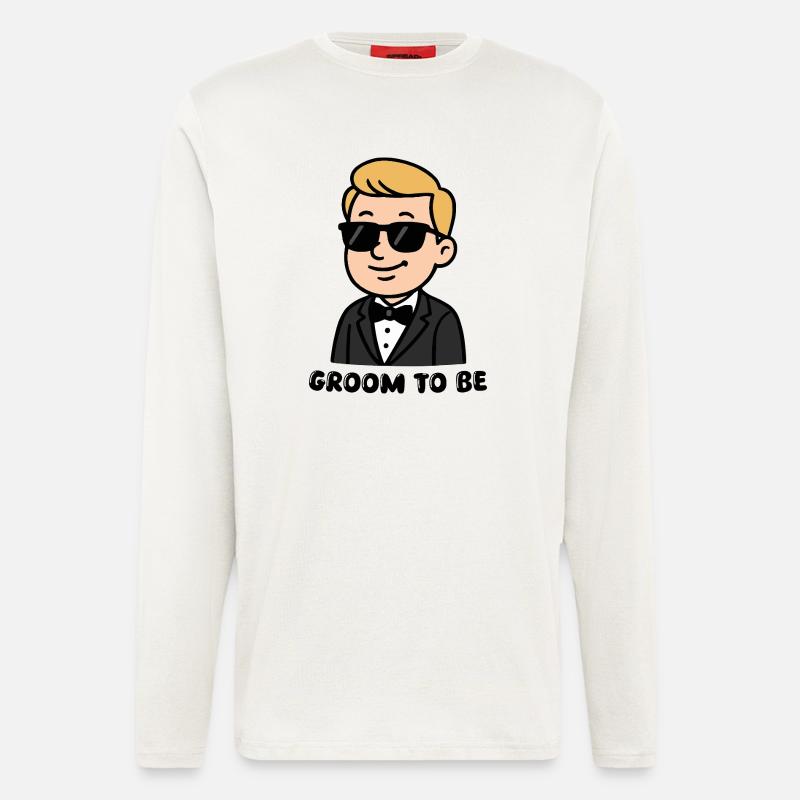 Bräutigam Hochzeit Comic - Langarmshirt - made by SPREAD  - OFF WHITE